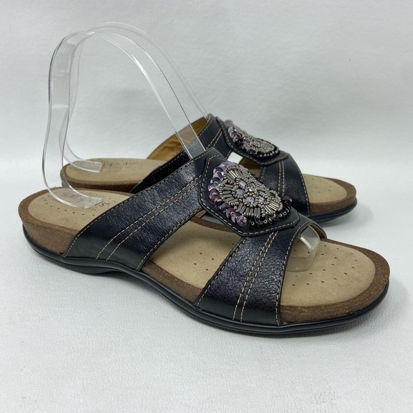 Softspots Footsmart Kory Sandals Black Leather Women's Size 7.5M - Picture 2 of 13